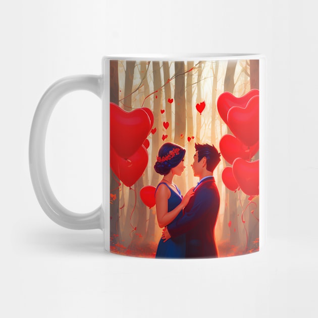 A beautiful couple with heart balloons by akwl.design